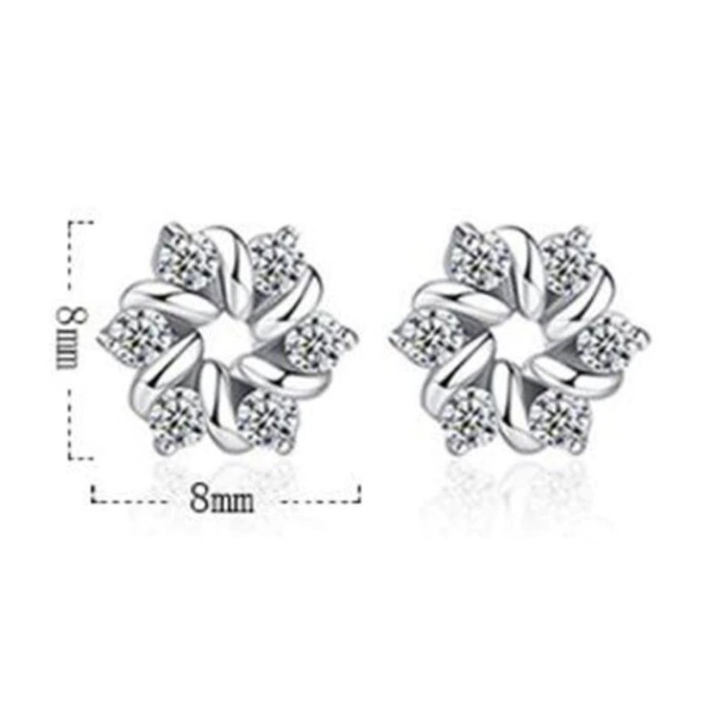 *NEW 925 Sterling Silver Diamond Flower Earrings 1 - Picture 9 of 9